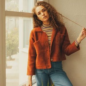 Six Crisp Days Lust Cropped Fuzzy Jacket – Rust, Size M / L